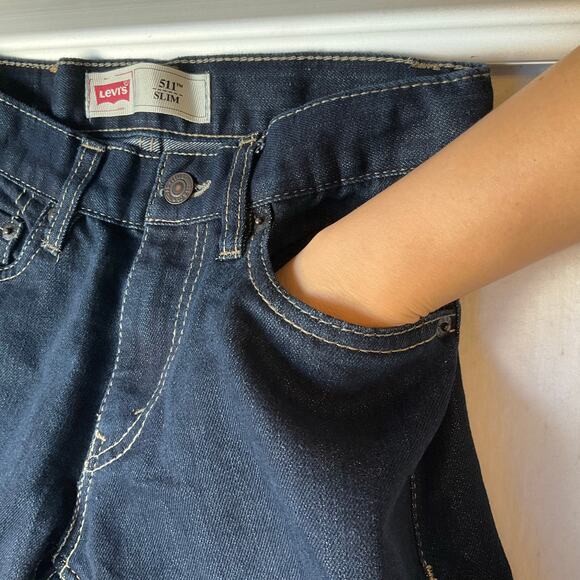Levi’s Big Kid Jeans 511 size 12 REG W26 x L26 Dark Blue Mid Rise Slim Leg - Picture 8 of 11